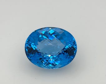 Natural Swiss Blue Topaz Oval Cut 227.87 Ct | AAA Quality Loose Gemstone | 40x32mm Statement Gem | December Birthstone | For Jewelry Making