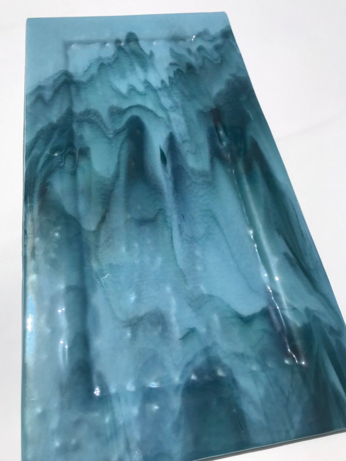 Marine und hellblau Farbe waschen verschmolzen Glas Platte | Etsy