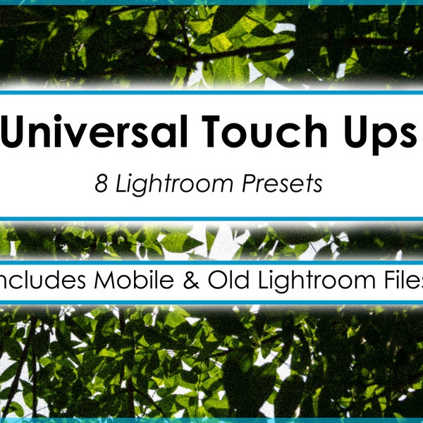 8 Universal Photo Touch Ups Filters, Easy Adjustments, Adobe Lightroom Preset Pack | Mobile & Older LR Compatible