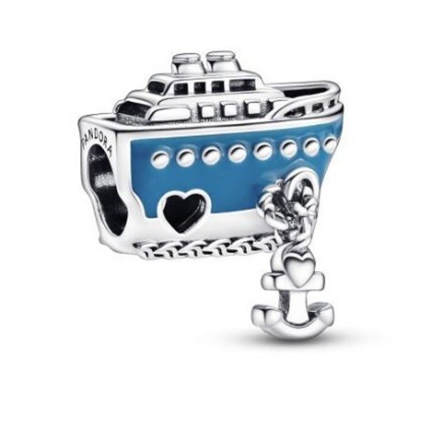 New Authentic Pandora, Cruise Anchored Ship Charm Bead w/ pouch