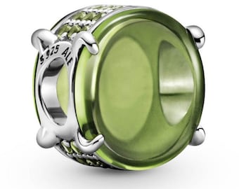 New PANDORA Green Oval Cabochon Charm 789309C02 Charm w/ pouch