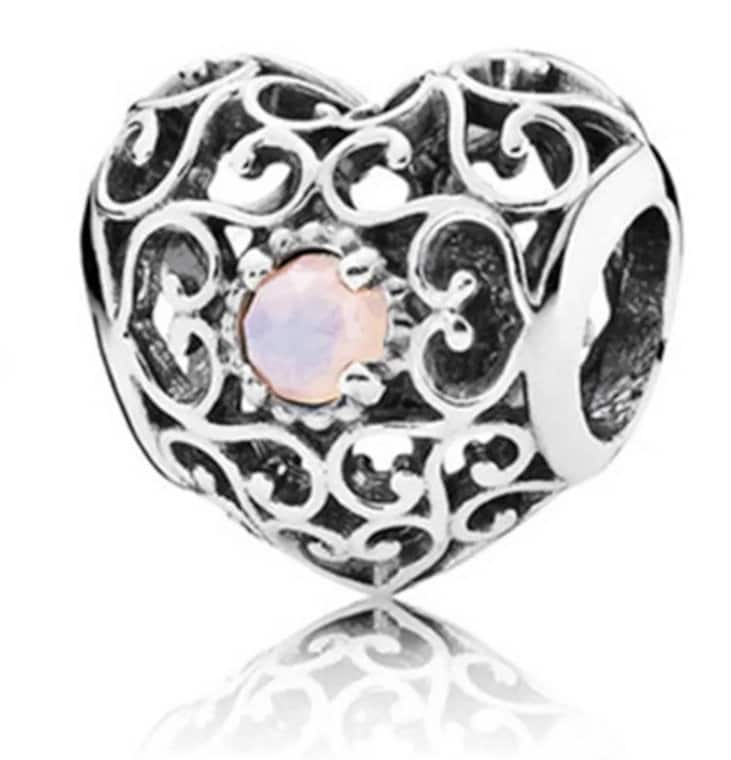 New Pandora Signature Heart Birthstone October Charm Etsy