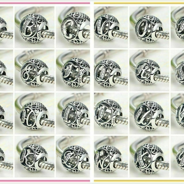 New Pandora Initial Alphabet Character S925 Letter Charm Bead