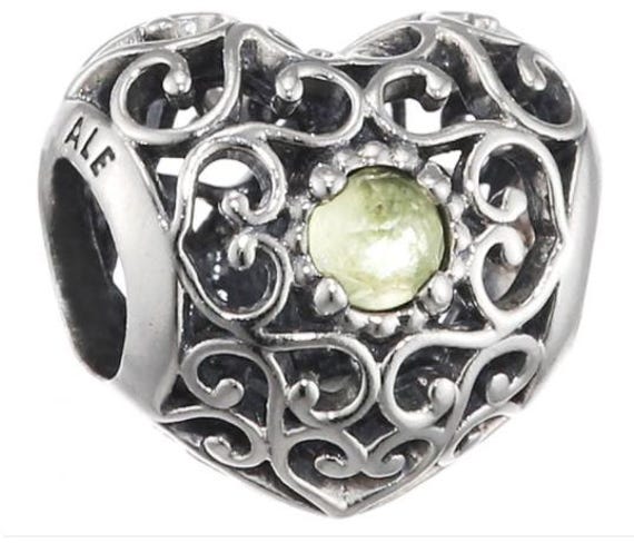 New Pandora Signature Heart Birthstone August Charm UK