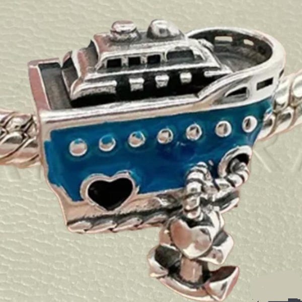 New Pandora, Cruise Anchored Ship Charm Bead w/ pouch