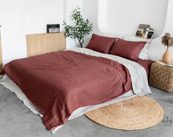 linen duvet cover in pale carmine, organic duvet cover, duvet cover king, queen, twin cover, custom size
