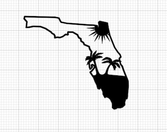 Florida Tropical Beach State Die-Cut Vinyl Decal / Sticker