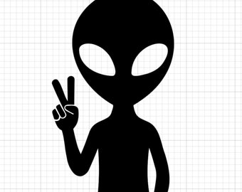 Alien Peace Decal / Sticker Vinyl Die Cut