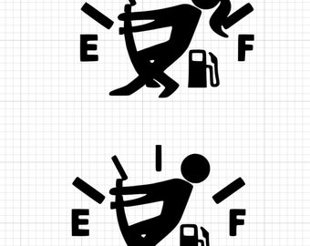 Gas Gauge Empty Decal / Sticker Vinyl Die Cut