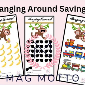 Peut inclure: Trois feuilles d'activités de comptage imprimables représentant des singes, des lunettes de soleil et des trains. Chaque feuille porte le titre "Hanging Around" et comprend un espace pour écrire le nombre total.