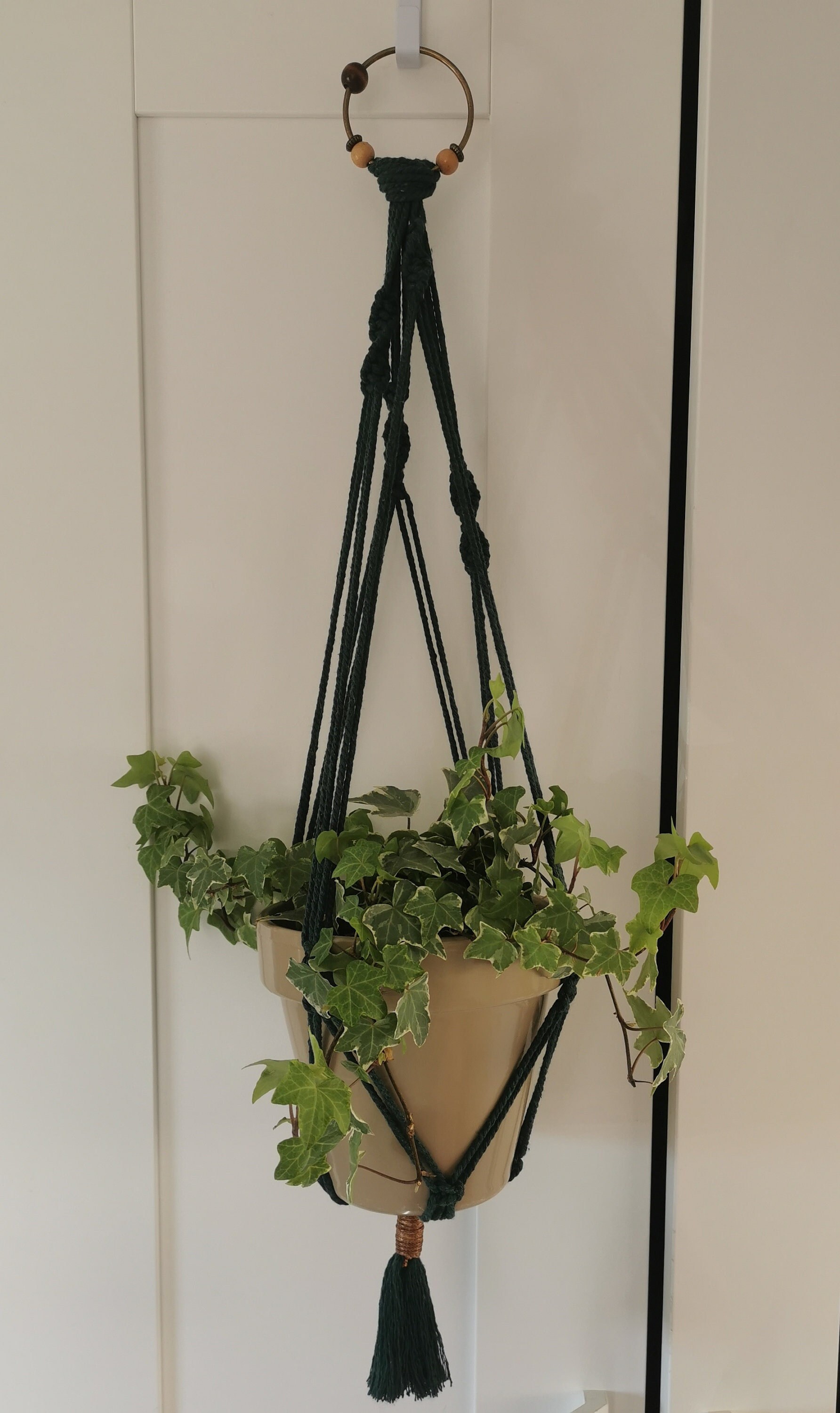 Suspension en Macramé Verte Foncé