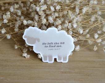 Luke 15:3-7 Sheep Sticker| Waterproof Christian Sticker| Faith Sticker
