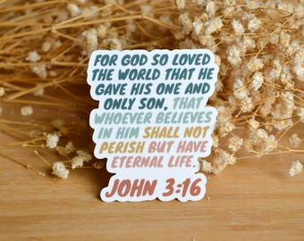 John 3:16 Waterproof Christian Sticker| Faith Sticker