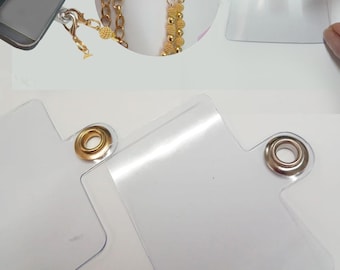 Anhängerhalterung für Handy-Lanyards – Transparent – Größen 5/10/20/30/50/100/500/1000 – Silberne oder goldene Ösen