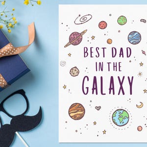 Il miglior papà della galassia / Biglietto per la festa del papà / Biglietto per papà / Festa del papà / Biglietto per la festa del papà spaziale / Spazio / Pianeta