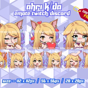 Ahri Laegue of legends KDA, K/DA Pack, Ahri Laegue of legends Twitch Emotes, Twitch Emotes Streamer, Discord Emotes, Ahri Emotes Pack