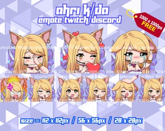 Ahri Laegue of legends KDA, K/DA Pack, Ahri Laegue of legends Twitch Emotes, Twitch Emotes Streamer, Discord Emotes, Ahri Emotes Pack