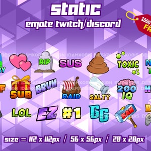 21X Static Emotes Pack, Text Emotes, Static Twitch Emotes, Twitch Emotes Streamer, Discord Emotes, Static Emotes Bundle