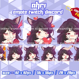 Ahri Laegue of legends Twitch Emotes Pack, Ahri Laegue of legends Twitch Emotes, Twitch Emotes Streamer, Discord Emotes, Ahri Emotes Pack