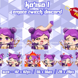 Kai&#39;sa Laegue of legends Twitch Emotes Pack, Laegue of legends Twitch Emotes, Twitch Emotes Streamer, Discord Emotes, Kai&#39;sa Emotes Pack