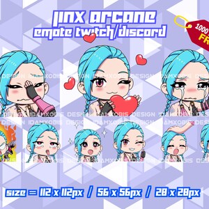 Jinx Laegue of legends Twitch Emotes Pack, Jinx Laegue of legends Twitch Emotes, Twitch Emotes Streamer, Discord Emotes, Jinx Emotes Pack
