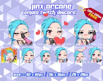 Jinx Laegue of legends Twitch Emotes Pack, Jinx Laegue of legends Twitch Emotes, Twitch Emotes Streamer, Discord Emotes, Jinx Emotes Pack