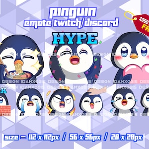 Penguin Chibi Emotes Pack, Penguin Chibi Twitch Emotes, Twitch Emotes Streamer, Discord Emotes, Penguin Chibi Emotes Pack