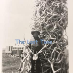 Antique Original Photograph Cowboy by a Tower of Elk Horns