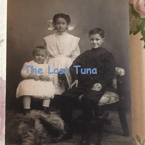 Antique Original Studio Photograph Beautiful Young Children