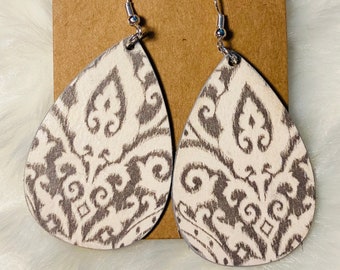 Wooden, Handmade, Chandelier Earrings
