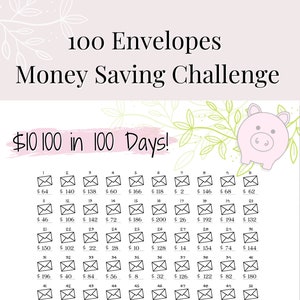 100 ENVELOPES SAVINGS CHALLENGE | Save 10100 Dollars in 100 Days | Saving Challenge | Printable Savings Tracker | Budget Planner | pdf