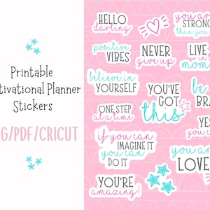 Motiverende afdrukbare stickers | Digitale stickers | Inspirerende Planner Stickers | Goodnotes Stickers | PDF-, PNG- en Cricut-bestanden