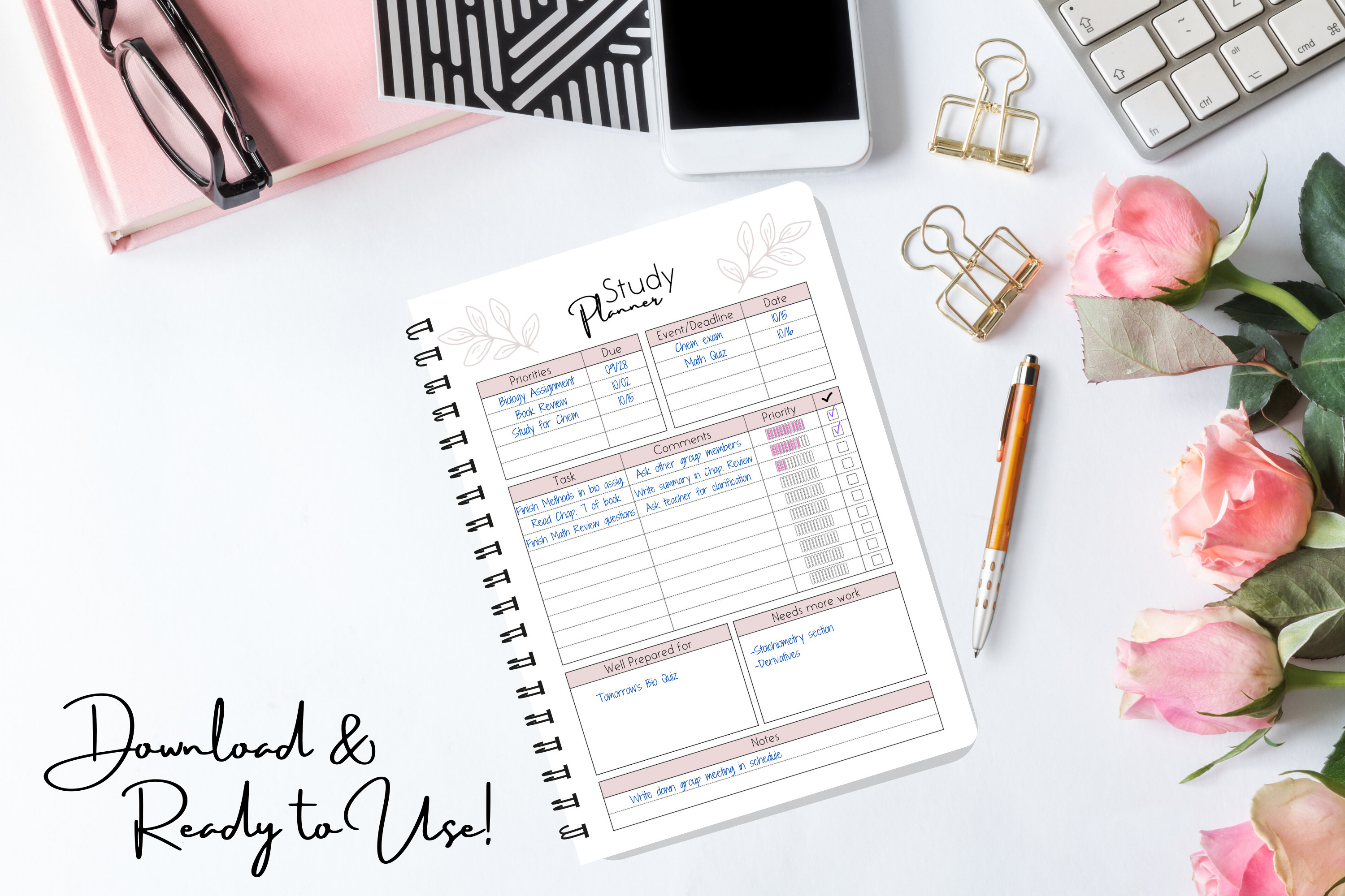 Printable Student Planner Study Planner Study Schedule Planner Insert ...
