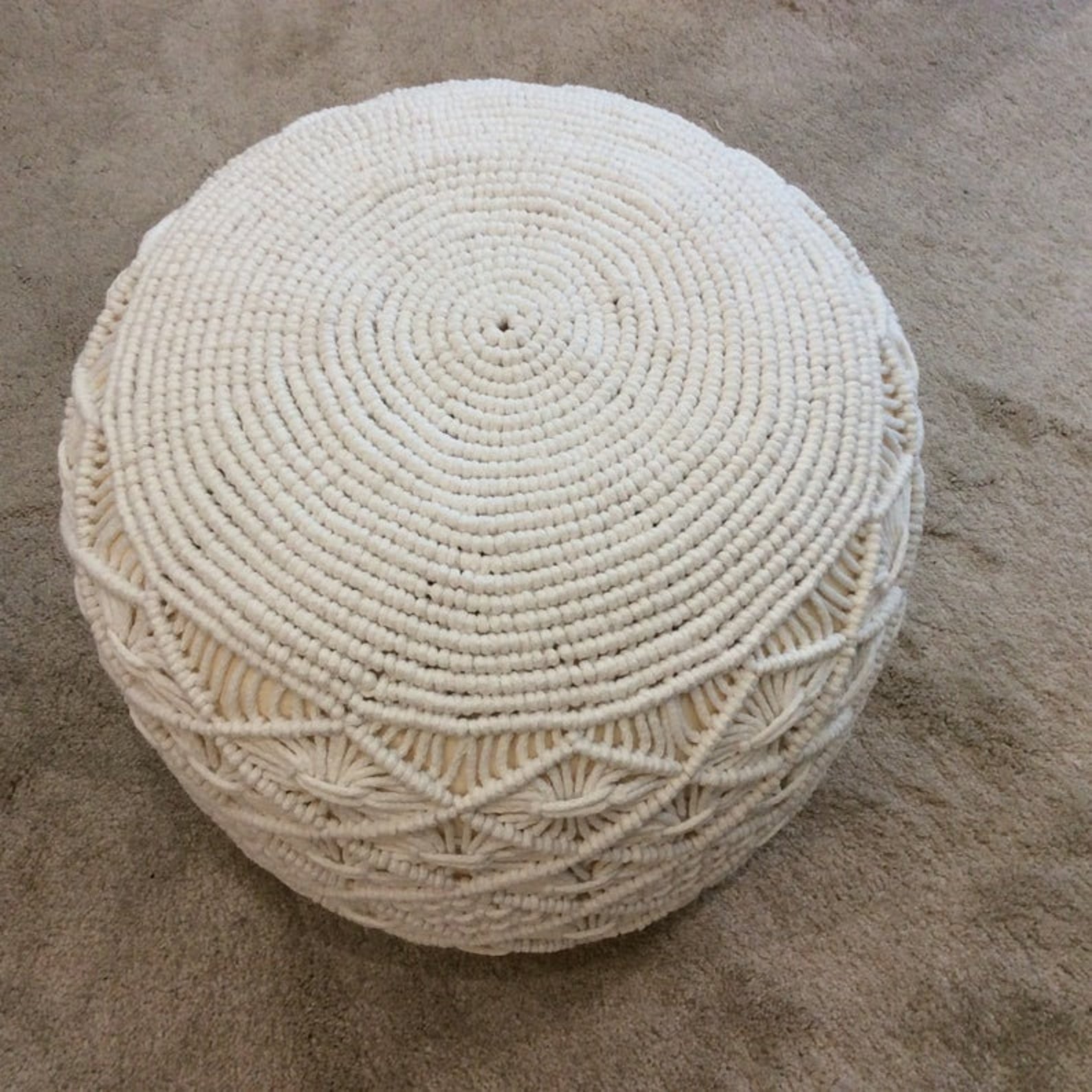 This Christmas Handmade Macrame Pouf Ottoman Decor Crafted Etsy
