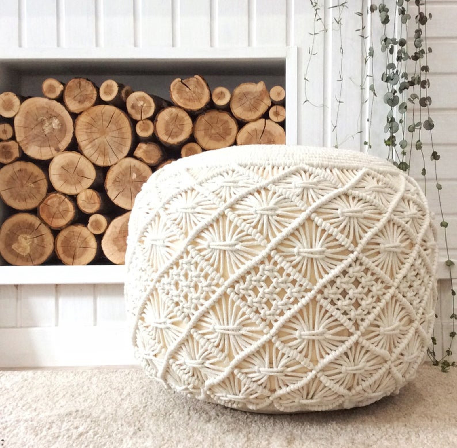 This Christmas Handmade Macrame Pouf Ottoman Decor Crafted Etsy
