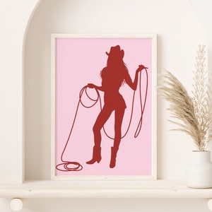 Pink Print, Cowgirl Wall Art | Cute Western Decor | Cowgirl Boot Print | Preppy Wall Art Digital Download | Howdy Poster | Printable Poster