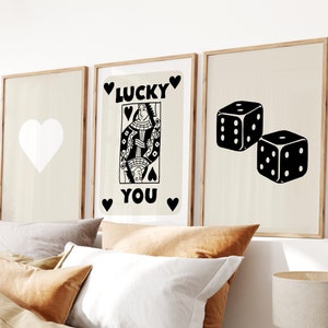 Trendy Retro Wall Art Set of 9,Retro Trendy Aesthetic Print,Lucky You Poster,Black and White Poster,Trendy Wall Art,Funny Art, Digital Art