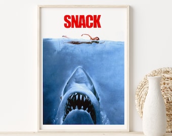 Jaws Movie Poster - Classic 70's Vintage Wall FIlm Art Print Photo