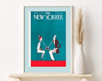 New Yorker Magazine Cover Art, 1925, Blue Magazine Cover, Retro, Vintage Art, Gallery Wall, Magazine Prints, Vintage Prints For Walls