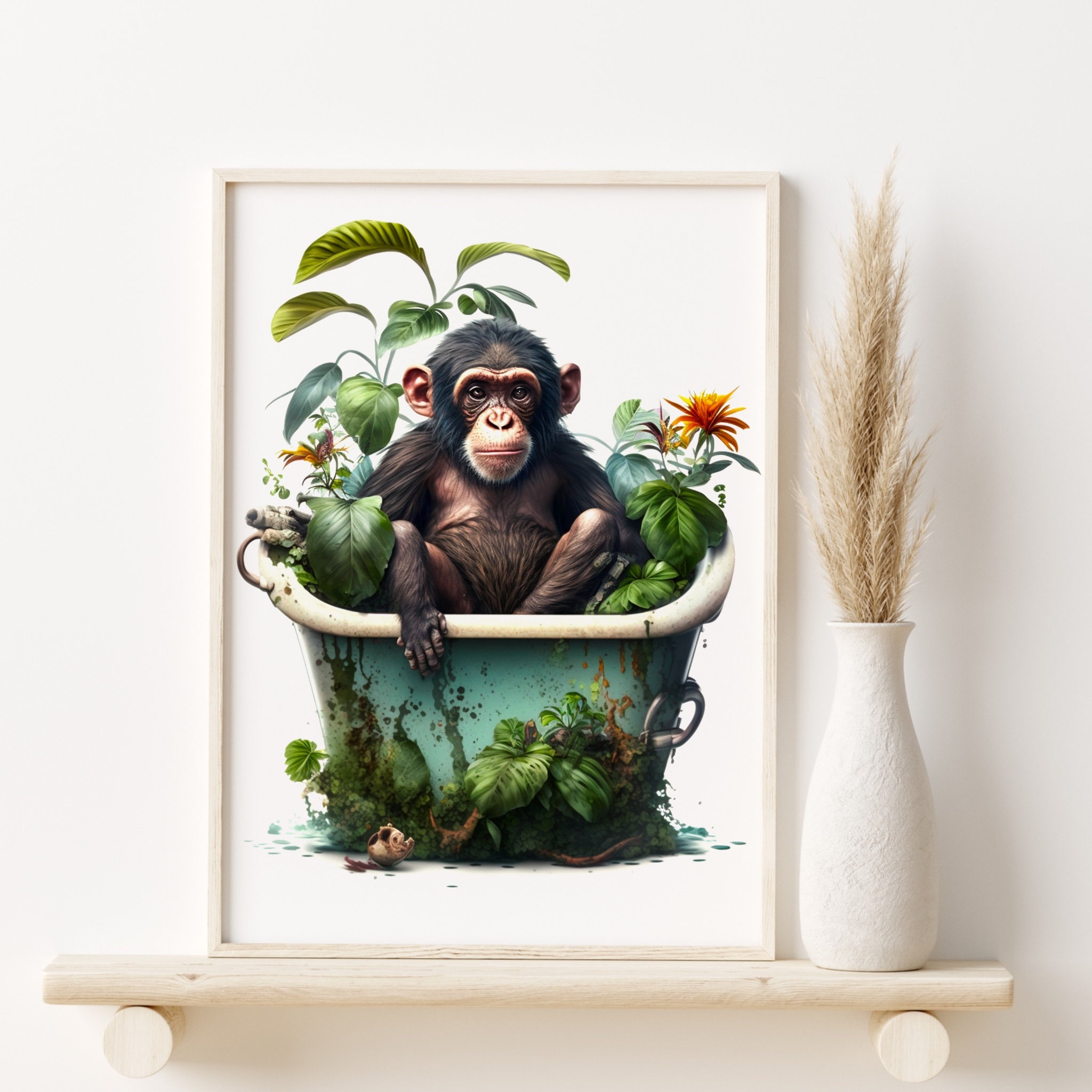 Animal in Bath Bathroom Art Print Maximalist Animal in Etsy