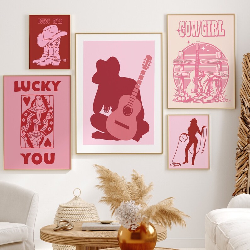 Pink Wall Art Cowboy Print Western Art Print Cowboy Poster Etsy