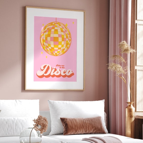 Disco Ball Wall Art, Pink Wall Art Trendy Retro, Trendy Disco Art, Pink  Aesthetic Room Decor, Dorm Room Decor, Disco Ball Poster -  Denmark