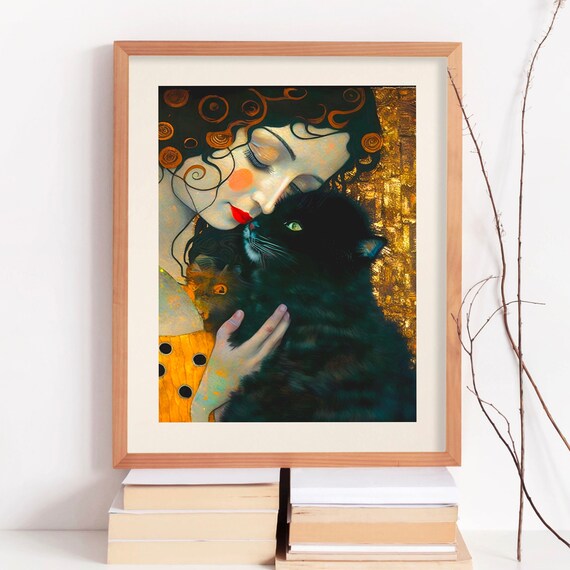 Gustav Klimt Famous Painting With Black Cat Poster Black Cat Art