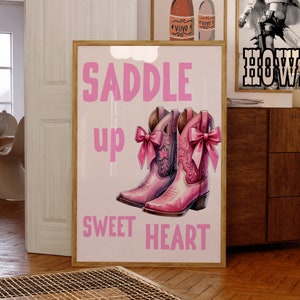 Retro Cowgirl Poster Vintage Western Wall Art Typography Print Southern Home Decor Wild West Print Pink Cowgirl Art Digital Download 1 Print