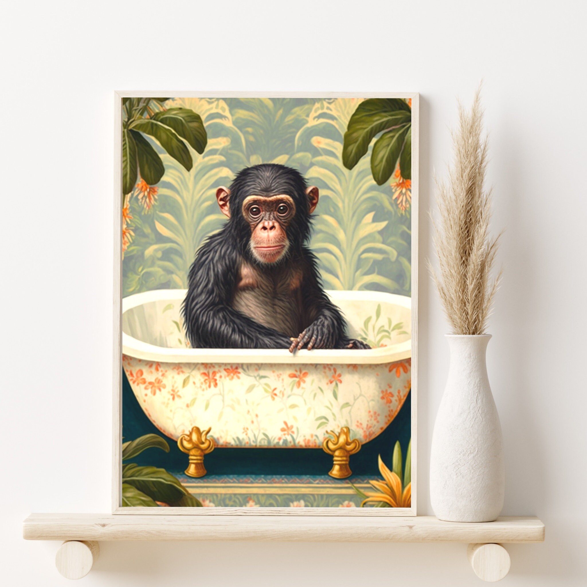 Animal in Bath Bathroom Art Print Maximalist Animal in - Etsy