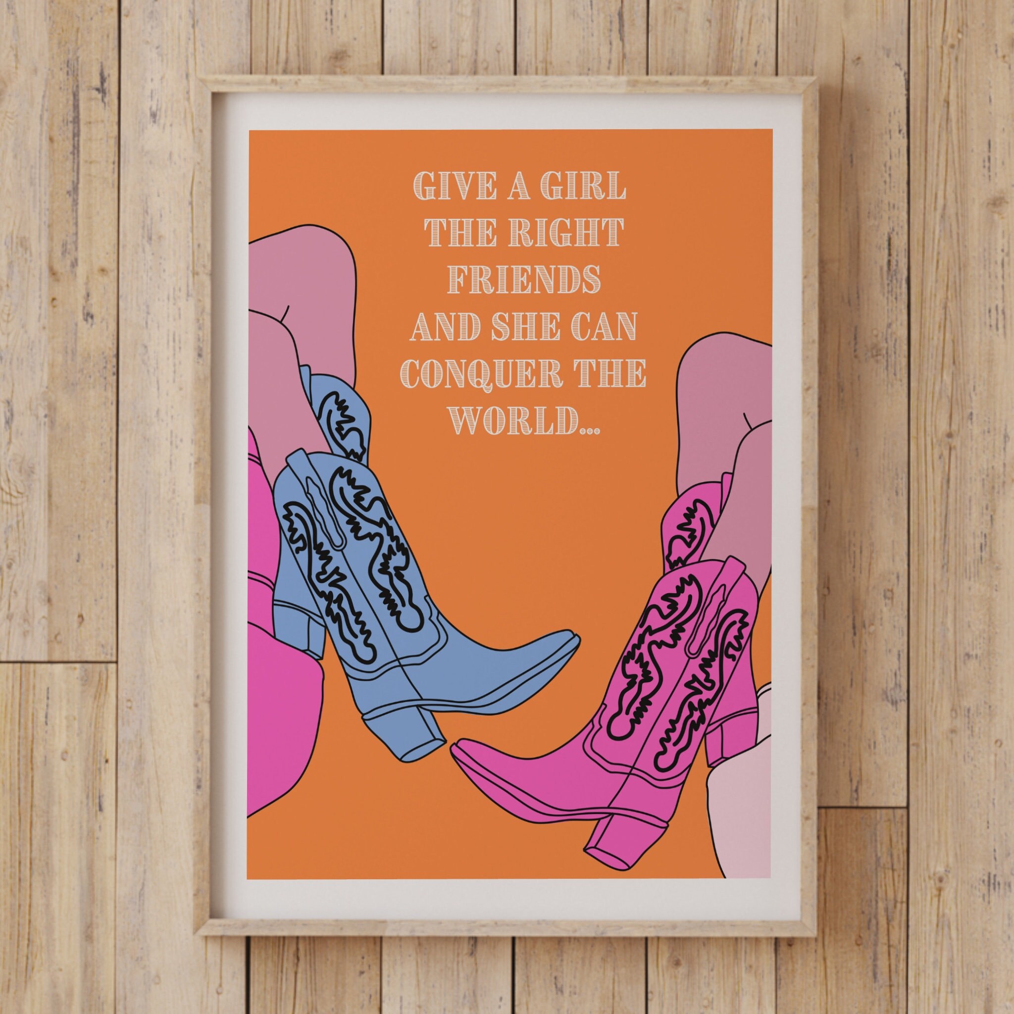 Cowgirl Wall Art Cute Western Decor Cowgirl Boot Print Etsy