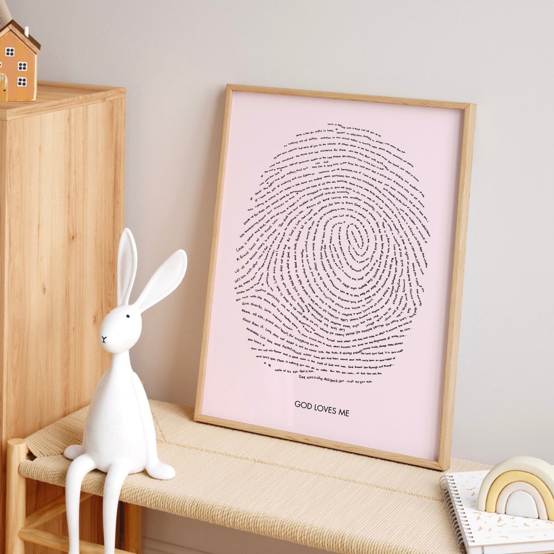 God's Loves Me Gift Newborn Baby Pink Wall Art Gift for Christian Child ...