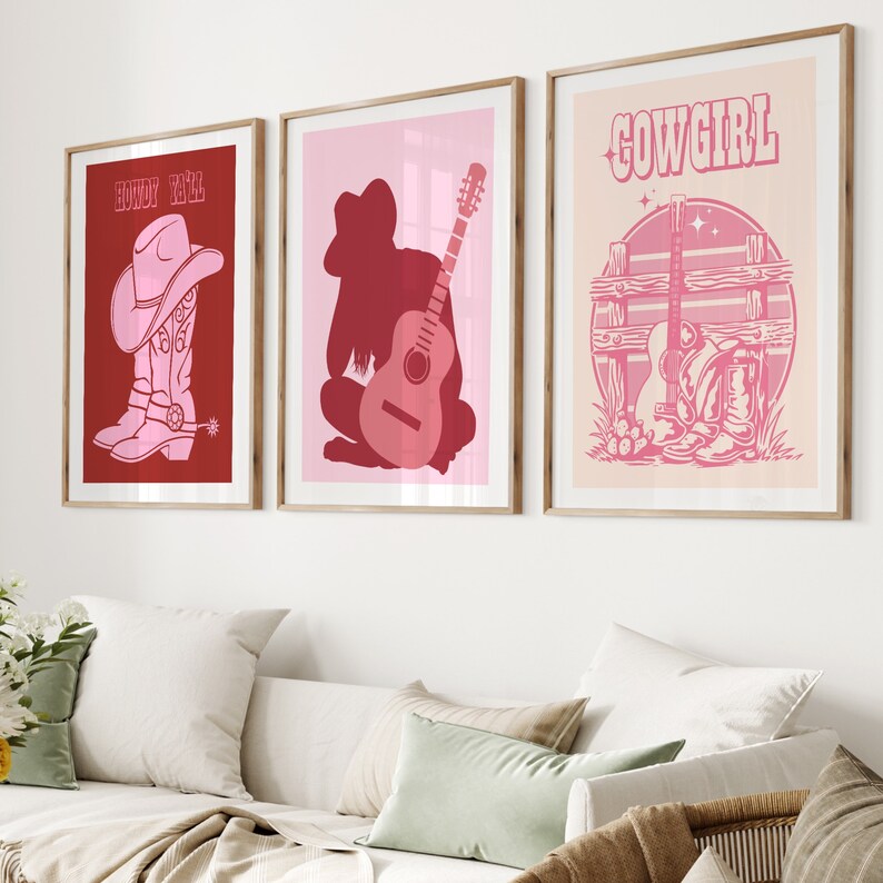 Pink Wall Art Cowboy Print Western Art Print Cowboy Poster Etsy