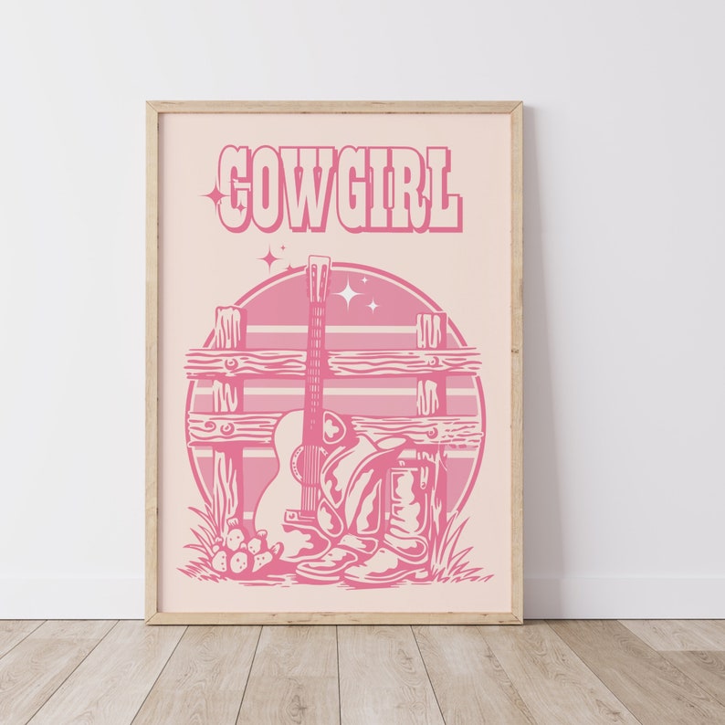 Pink Wall Art Cowboy Print Western Art Print Cowboy Poster Etsy