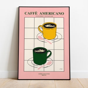 Coffee Print, Drink Poster, Modern Kitchen Decor, Retro Poster, Pop Art, Kitchen Art, Exhibition Poster, Illustration, Coffee Lover